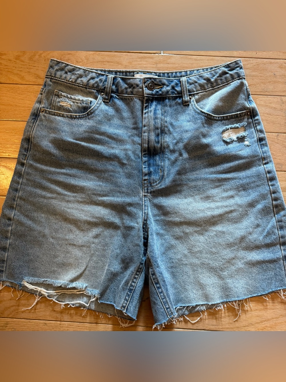 bp Light Blue Distressed Denim Shorts